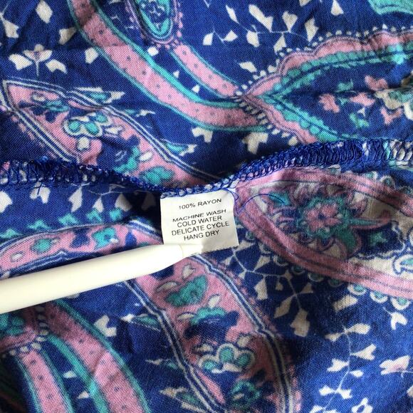 Ava Lynn Pink/Blue Paisley Sleeveless Dress Sz M - Picture 5 of 5